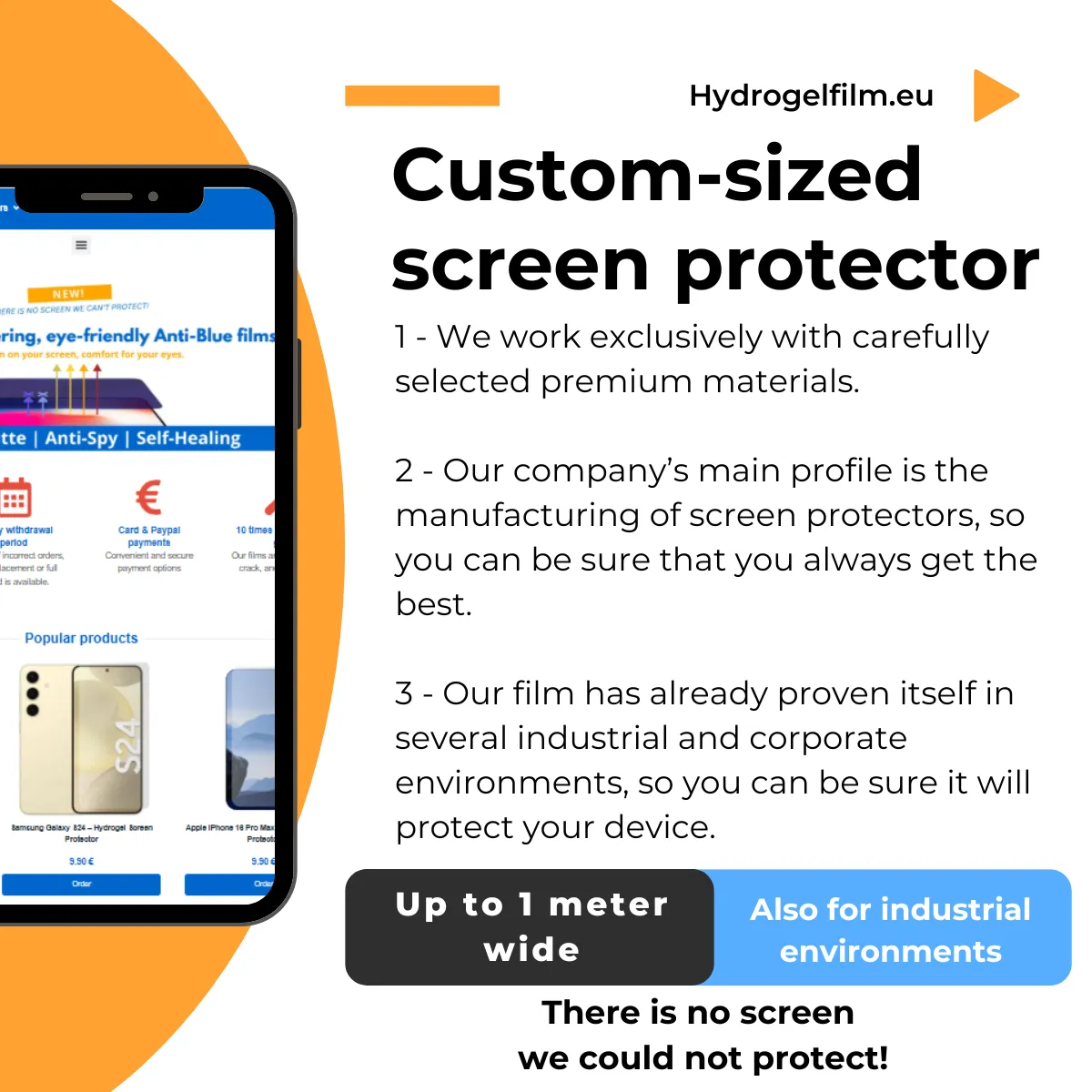 Custom size screen protector