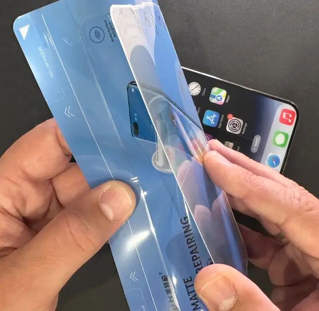 Separating the film with blue graphics